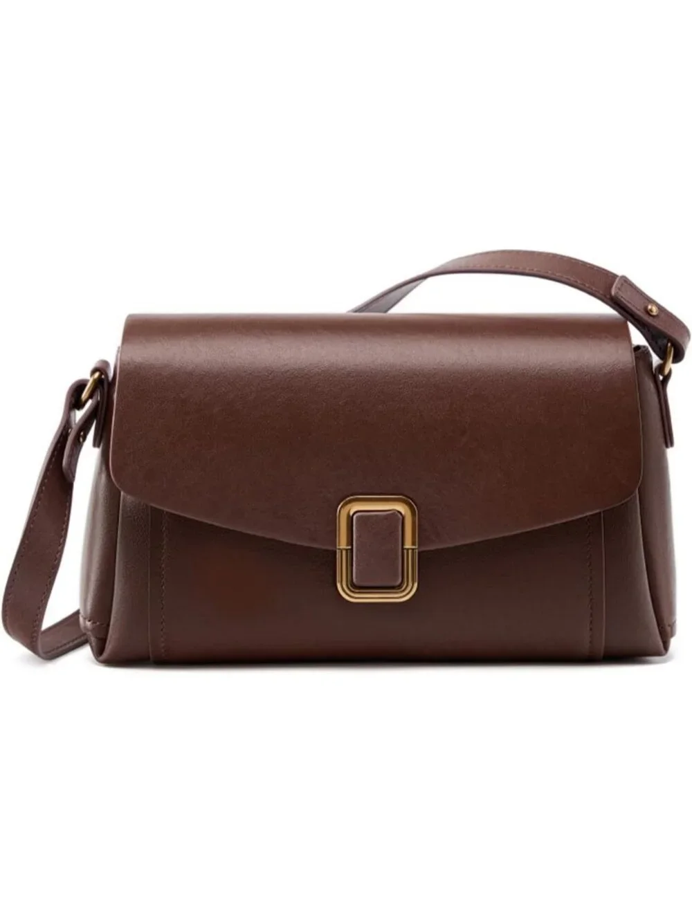 Women's Dark Brown Genuine Leather Lightweight 2 Detachable Straps Crossbody Bag